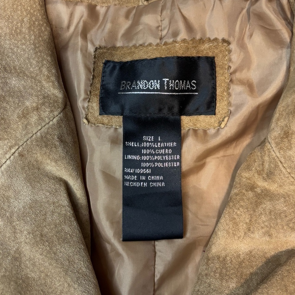 Brandon Thomas Women Brown Genuine Leather Suede Collar Jacket - Picture 6 of 11